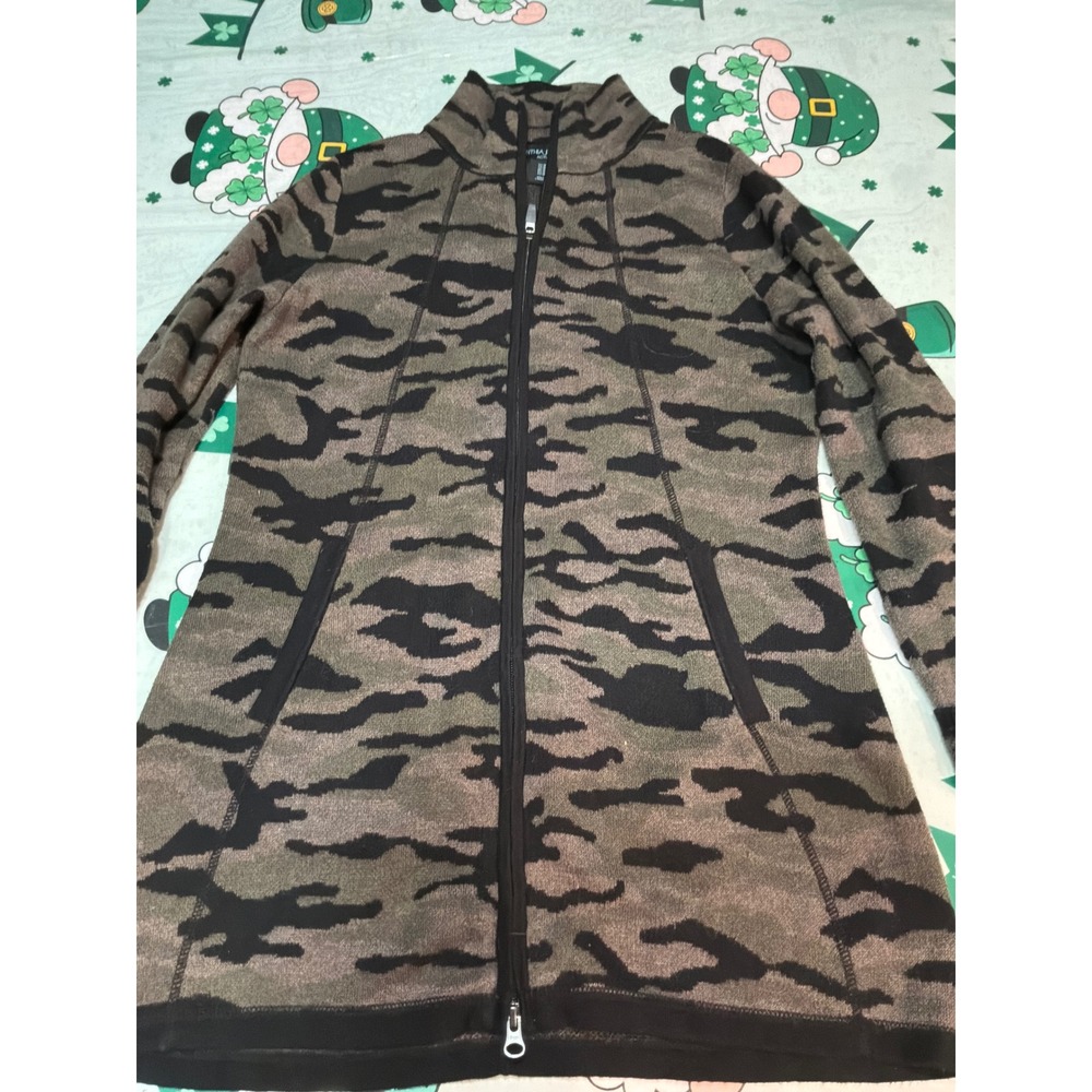 Cynthia‎ Rowley Active Womens Camo Full Zip Mock Neck Jacket Green Brown Size M